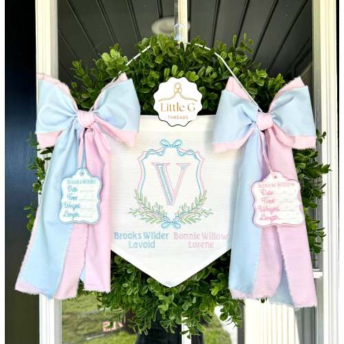 Birth Announcement Banner(Twins) – Little G Threads