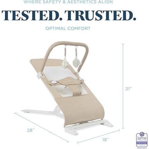 Baby Delight Alpine Deluxe Portable Bouncer, Infant, 0-6 Months, 100% GOTS Certified Cotton Fabrics, Organic Oat
