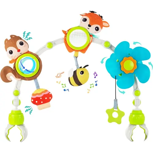 Lynncare Adjustable Arch Bassinet Toys for Infant & Toddlers, Stroller Arch, Baby Crib Toys with Fascinating Toys for Stimulating Baby’s Senses and Developing Motor Skills