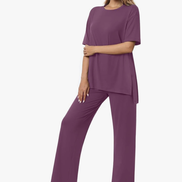 Netsmile Women's Pajamas Set 2 Piece Lounge Sets Short Sleeve Long Pants Ladies Pjs Comfy Loungewear Outfits with Pockets