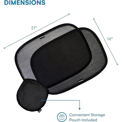 Enovoe Car Window Shades for Baby (2 Pack) - 21x14 Inches Sun Shade Blocker, Cling - Glare Shield and UV Rays Protection for Your Child - Side Windows Screens for SUV- Mesh Window Shades for car Baby