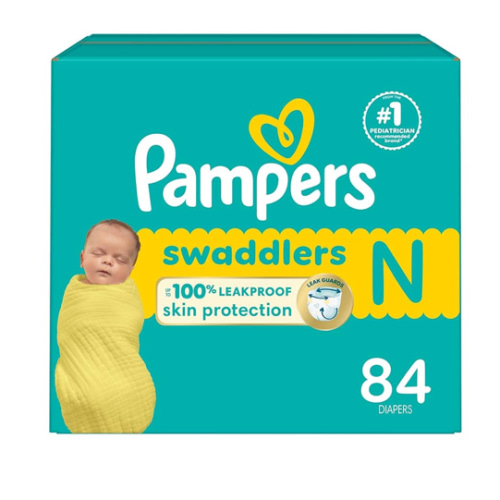Pampers Baby Diapers - Swaddlers - Size 0, 84 Count, Ultra Absorbent Disposable Newborn Diaper
