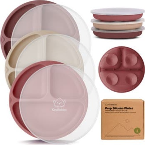 3-Pack Prep Silicone Suction Plates with Lids