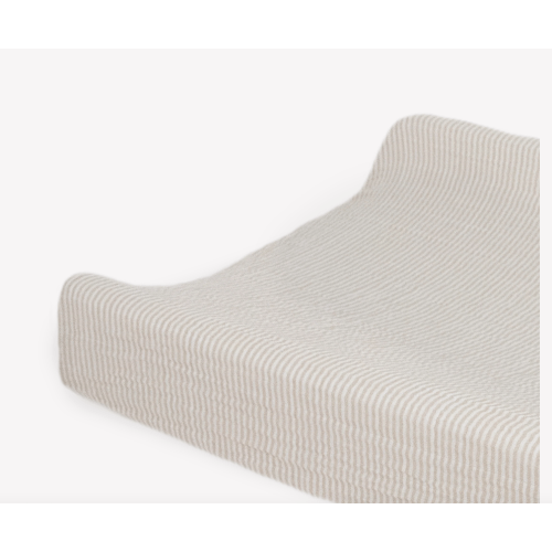 Organic Cotton Muslin Changing Pad Cover - Sand Stripe