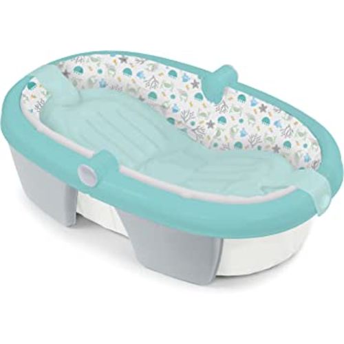 Summer® Foldaway Baby Bath (Under The Sea) - Convenient Baby Bathtub That Folds Compactly for Easy Storage and Travel - Inflatable Base for Extra Support - Durable Infant Tub