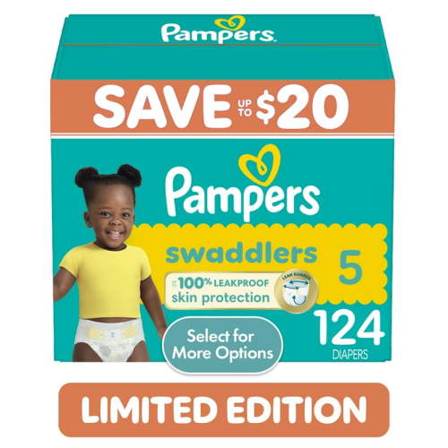 Pampers Swaddlers Baby Diapers Size 5, 124 Count (Select for More Options)