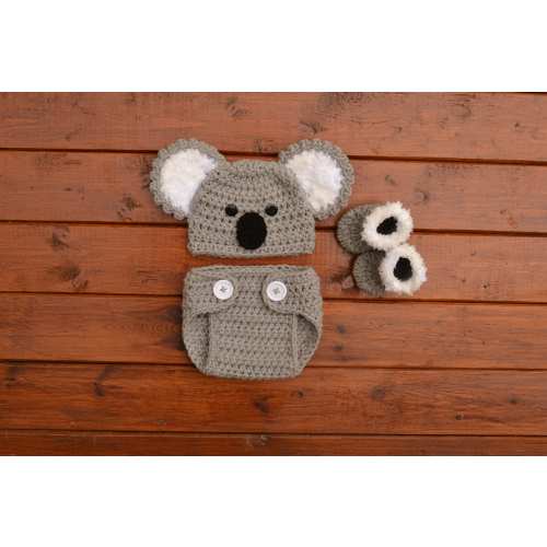 Baby Koala Bear Hat and Diaper Cover Baby Photo Prop Baby Shower Gift Baby Koala Hat Crochet Koala Outfit Halloween Baby Outfit Photo Prop