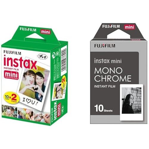 Fujifilm Instax Mini Instant Film 2-PACK BUNDLE SET , Twin Pack Film ( 20 ) + Film Monochrome ( 10 ) for Mini 90 8 70 7s 50s 25 300 Camera SP-1 Printer