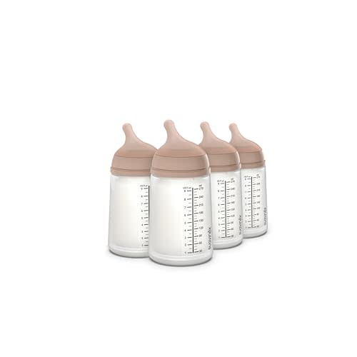 Suavinex Zero Zero Anti Colic Baby Bottle, No 1 Spanish Baby Bottle Brand, Minimizes Bottle Rejection & Nipple Confusion, Perfect for Breastfeeding Babies, Medium Flow, 4 Pk 9 oz, Medium