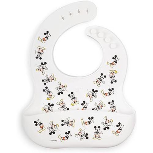 Simple Modern Disney Silicone Bib for Babies, Toddlers | Lightweight Baby Bibs for Eating with Food Catcher Pocket | Soft Silicone with Adjustable Fit | Bennett Collection | Mickey Mouse Retro