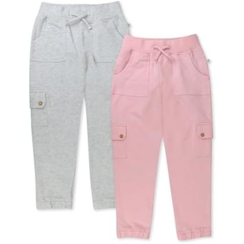 HonestBaby Kid's 2-Pack Easy Fit Cargo Sweat Pant 100% Organic Cotton Baby, Toddler, Boys, Girls, Unisex
