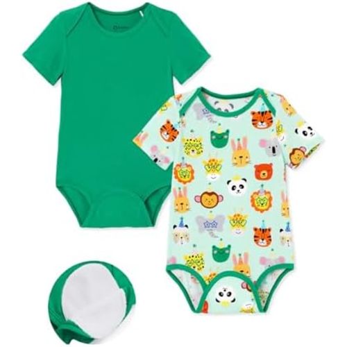 PATPAT Baby Snap Free/Snap Bodysuits Supersoft Bamboo Viscose - Short Sleeve Boys and Girls - Unisex Clothes 2 Pack