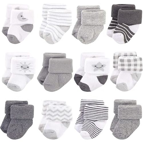 Hudson Baby Baby Girls' Cotton Rich Newborn and Terry Socks