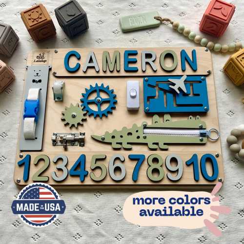 Puzzle Name Busy Board for Toddler, Activity Board, Personalized Puzzle Toy, 1st Birthday Baby Gift, Montessori Board, Birthday Gift Toddler
