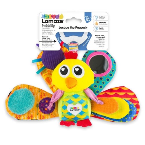 Lamaze Jacques the Peacock Clip & Go Baby Toy, Bilingual, Ages 0m+