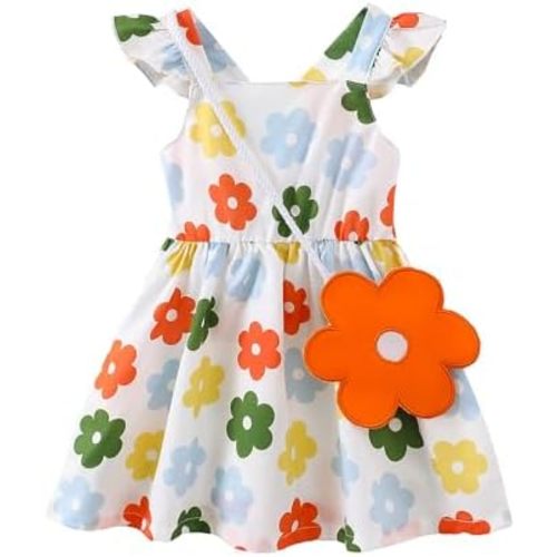 Mioglrie Baby Girl Clothes Newborn Dress Summer Toddler Girls' Clothing Casual Sundress with Cute Bag Infant Outfits