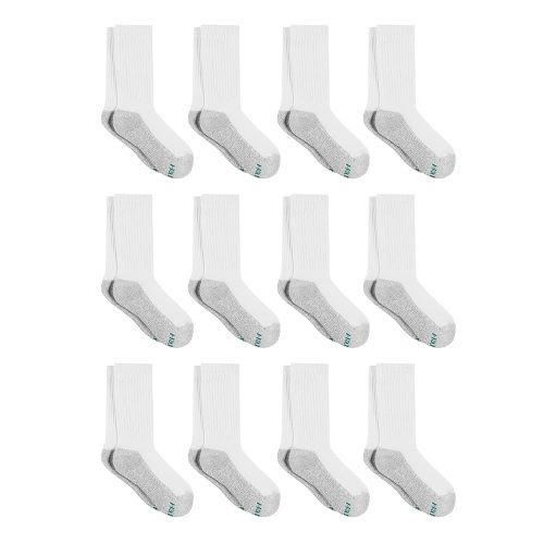 Hanes Boys' Socks, Double Tough Cushioned Crew Socks, 12-pair Packs