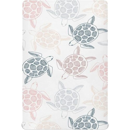 xigua Sea Turtles Fitted Crib Sheet for Girls and Boys, Soft Breathable for Standard Crib & Toddler Bed Mattress, 27 x 39 in
