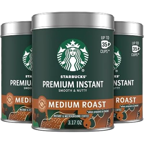 Starbucks Premium Instant Coffee Medium Roast, 3 Tins 3.17 oz