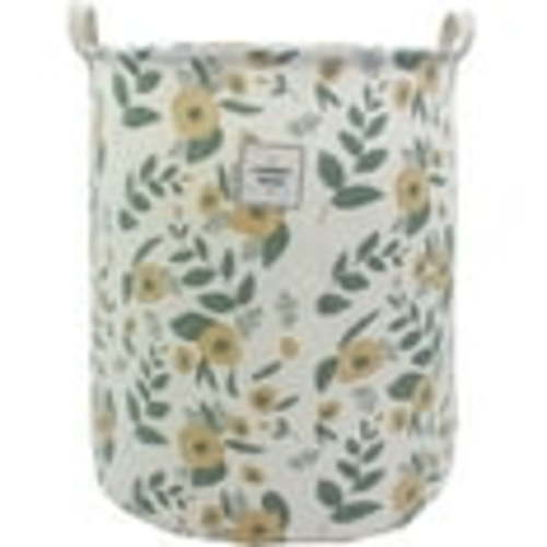 Mziart Collapsible Laundry Basket, Cute Floral Printing Waterproof Laundry Hamper Nursery Storage Basket Toy Organizer Gift Baskets, Dirty Clothes Basket for Bedroom Bathroom (Green)