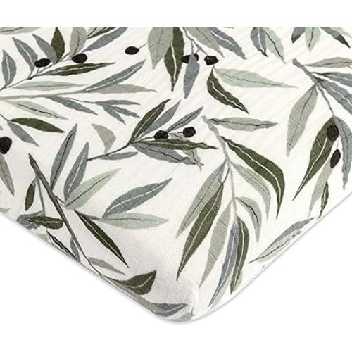 Babyletto 100% Organic Cotton Mini Crib Sheet, GOTS-Certified, Fitted 360°, Ultra-Soft and Breathable Muslin - Plain White