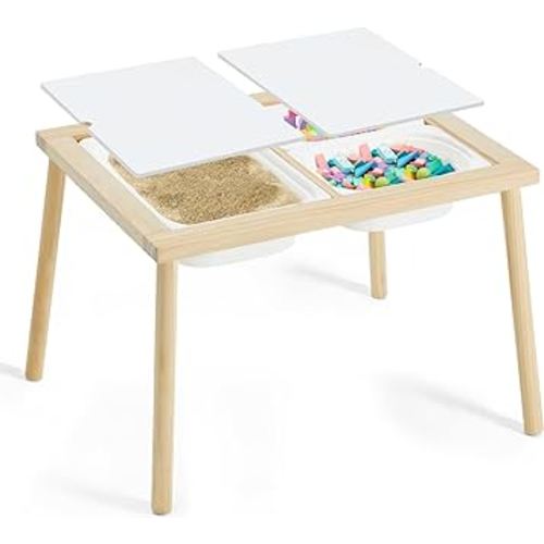 Sensory Table for Toddlers 1-3, Kids Table with 3 Storage Bins Writable Lids, Sensory Activity Table, Play Sand Table for Indoor Outdoor