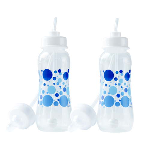 Hands-Free Baby Bottle - Anti-Colic Self Feeding System 9 oz (2 Pack - Blue)