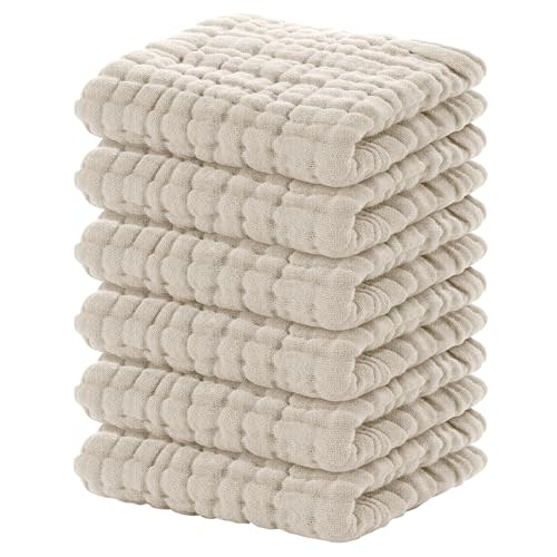 Yoofoss Muslin Baby Washcloths 100% Cotton Face Towels 6 Pack Wash Cloths for Baby 12x12in Soft and Absorbent Baby Wipes (Apricot)