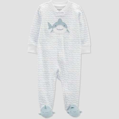 Carter's Just One You®️ Baby Boys' Wave Shark Footed Pajama - Blue 3M