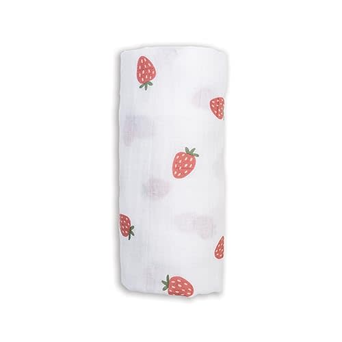 Lulujo Baby Swaddle Blanket Unisex Softest 100% Cotton Muslin Swaddle Neutral Receiving Blanket for Girls & Boys| 40in x 40in| Baby Gift| Strawberries