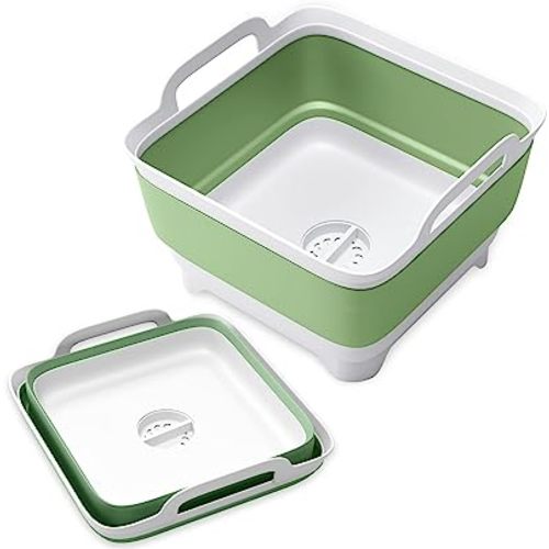 Vamako 9L Collapsible Dish Tub, Folding Laundry Tub, Washing Basin with Draining Plug, Portable Sink Camping Dish Tub, Portable wash Dish Basin. Green : Industrial & Scientific