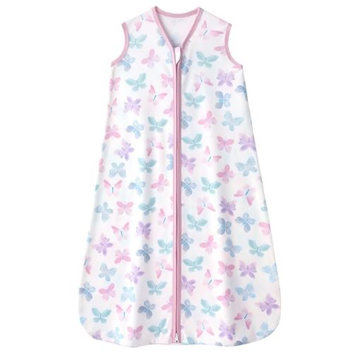 Baby Sleep Sack 6-12 months, 100% Cotton Sleep Sack for Newborn, Wearable Blanket Baby, 0.5 Tog Lightweight Double Zipper Sleeping Bag Butterfly 1 Pack