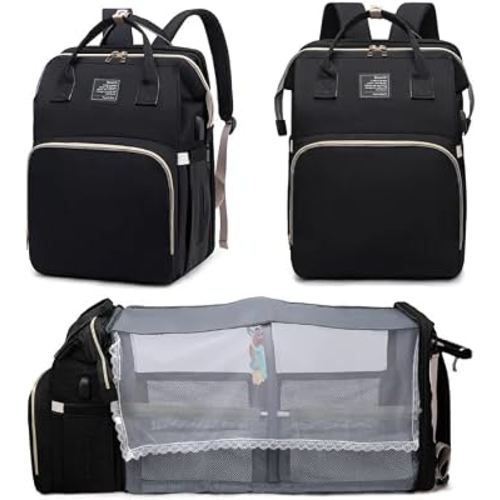 houscly Diaper Bag Backpack with Changing Station, 25L Large Capacity | Multifunction baby bag, baby registry search, baby girl newborn essentials must haves, baby shower gifts, black