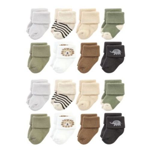Hudson Baby Cotton Rich Baby Terry Socks 16-pack, Brave Lion, 0-6 Months