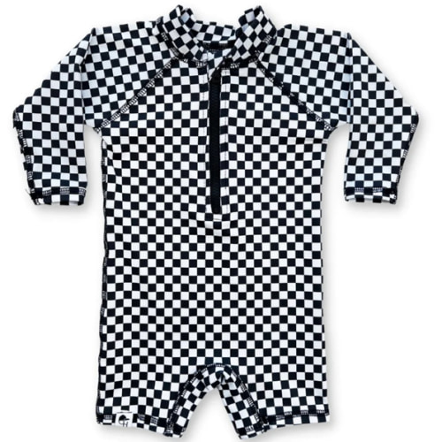 Check Long Sleeve Sunsuit