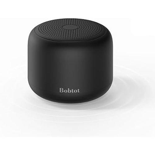 Bobtot Portable Bluetooth Speakers with Strap Easy to Carry, Wireless IPX5 Waterproof Mini Speaker with Loud Stereo Sound, 20 Hours Playtime, Rechargeable Battery, Built-in Microphone, Black