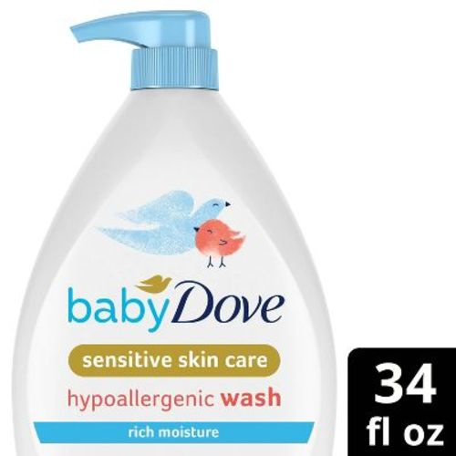 Baby Dove Rich Moisture Baby Wash & Shampoo, Hypoallergenic And Tear-free - 34 Fl Oz