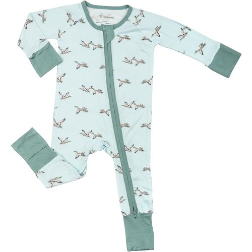 LollyBanks Baby Pajamas, 2-Way Zipper Baby Romper Neutral, 95% Viscose Made from Bamboo and 5% Spandex, Infant Sleepers 3-6 Months (Mallard Duck Print)
