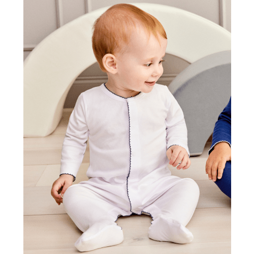 White/Navy Kissy Basics Footie NEW