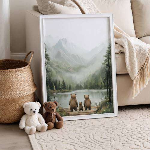 Bear Family Print, Bear Nursery Art, Forest Animal Prints, Woodland Nursery Prints, Toddler Room, Bear Nursery Prints, Nursery Decor
