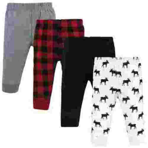 Hudson Baby Newborn and Toddler Boy Cotton Pants 4pk, Moose, 0-3 Months