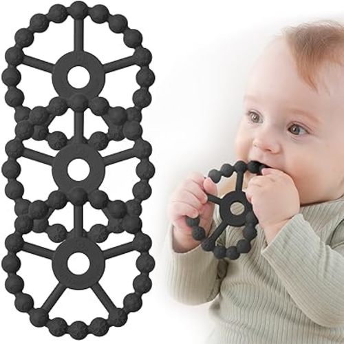 3 Pack Ring Teether, Silicone Teething Ring Toys for Babies 6 Months, Seposeve Baby Teethers 6-12 Months 12-24 Months, Easy to Grasp Toy for Baby Teething Relief