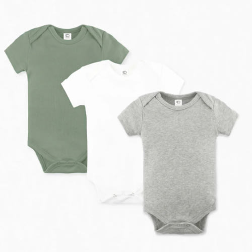 Thyme + White + Heather Grey / 0-3M