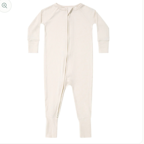 Cream Small Ribbed Zip Romper