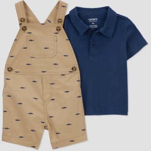 Carter's Just One You® Baby Boys' Whale Undershirt & Bottom Set - Khaki/Navy Blue 6M