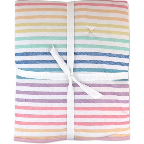 HonestBaby Reversible Baby Blanket 100% Organic Cotton for Infant Boys, Girls, Rainbow Stripe, One Size