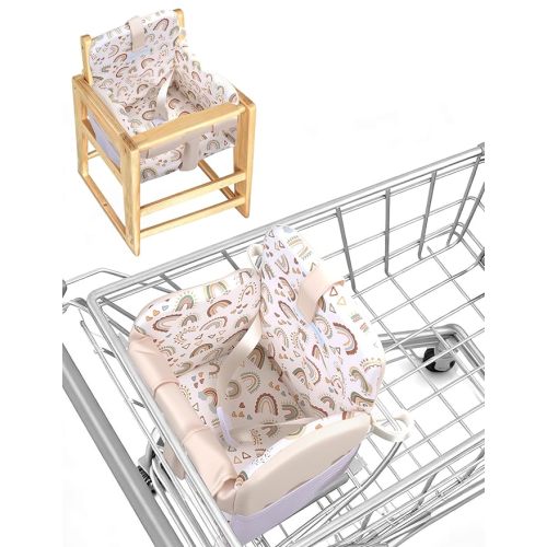 Shopping Cart Cover for Baby Girl and Boy, High Chair Cover for Restaurant, Padded Grocery Cart Seat Cover & Swing Insert for Infant & Toddler, Durable Machine Washable (Cream)