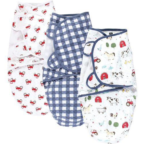 Hudson Baby Unisex Baby Quilted Cotton Swaddle Wrap 3pk