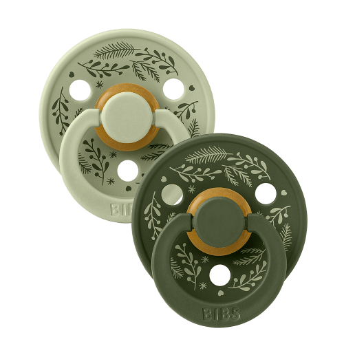 Colour Pacifiers Holiday Leaf 2 Pack - Sage/Hunter Green