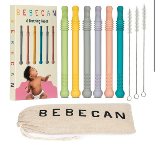Teething Sticks for Babies 0-36 Months - Super Soft Silicone Teethers in 6 Vibrant Colors, Infant Teething Relief, Multicolored Teething Tubes Baby Gift Teethers
